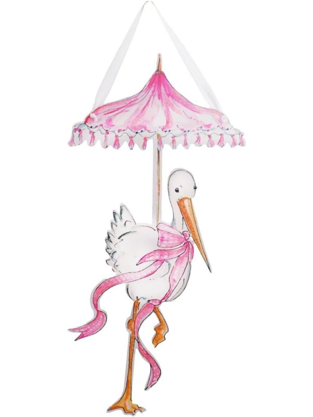 Charming Stork Door Hanger for Nursery Decor | Adorable Baby Shower Gift